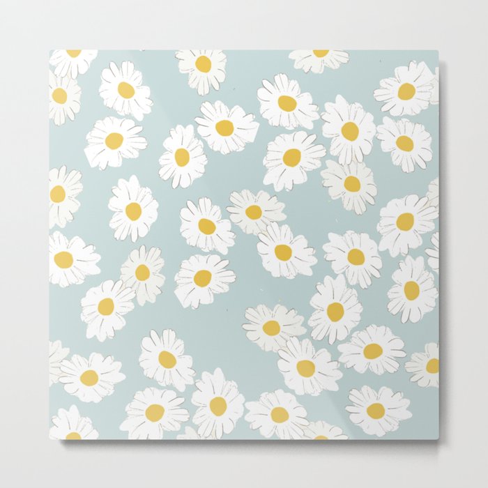 Scandinavian Summer Pastel Daisy Flower Metal Print