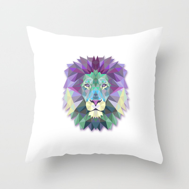 Polygon Lion Head Throw Pillow By Misomiso Society6