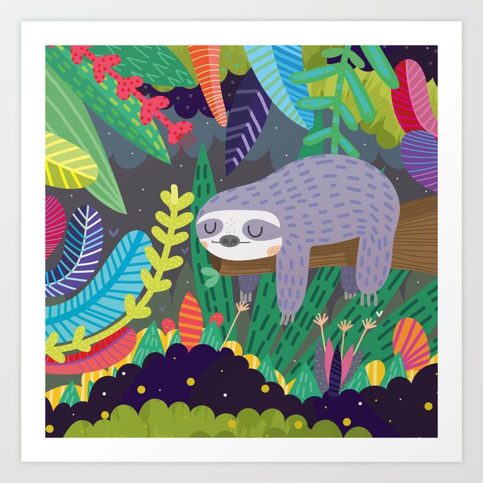 Sloth in nature Art Print