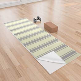 [ Thumbnail: Light Yellow & Dark Gray Colored Lines Pattern Yoga Towel ]