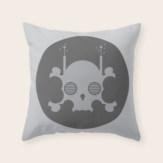 Roboskull Throw Pillow