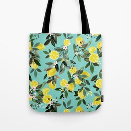 Summer Lemon Floral Tote Bag