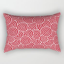Chinese Spirals Pattern | Abstract Waves | Swirl Patterns | Circles and Swirls | Red and White | Rectangular Pillow