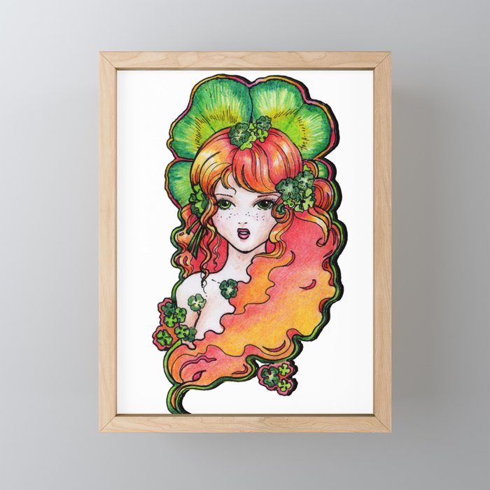 Clover nymph redheaded fairy Framed Mini Art Print