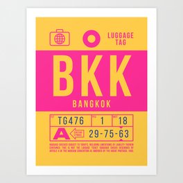 Luggage Tag B - BKK Bangkok Thailand Art Print