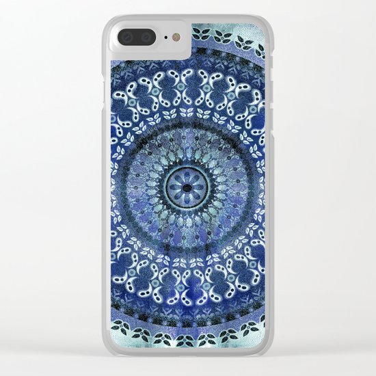 Vintage Blue Wash Mandala Clear iPhone Case