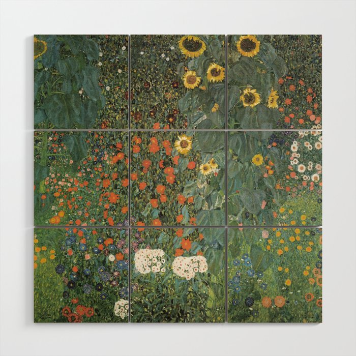 Gustav Klimt - Farm Garden with Sunflowers Wood Wall Art