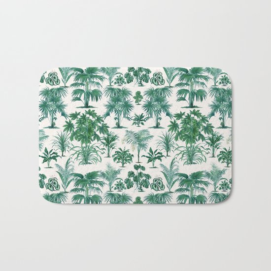 Exotic Tropical Palm Print Bath Mat