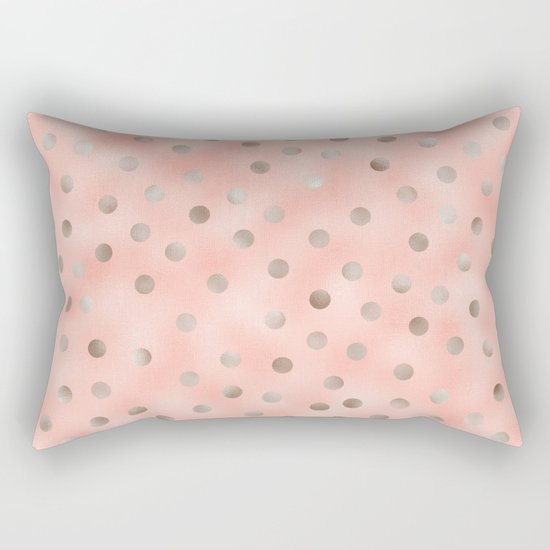 Rosy silver polka dots Rectangular Pillow