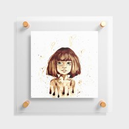 Stained soul // Cute girl coffee art // Hand painted  Floating Acrylic Print