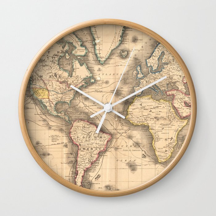 Vintage Map of the World (1850) Wall Clock