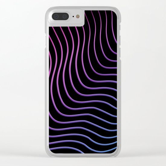Neon Waves Clear iPhone Case