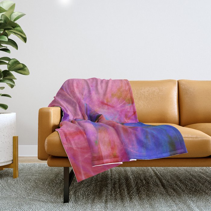 Pink and Blue Abstract Cross Splash Artwork Throw Blanket