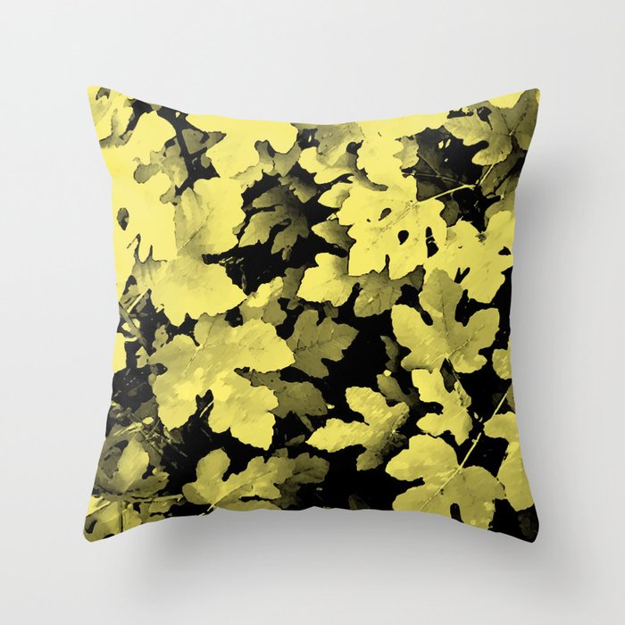 Fallen leaves, yellow, tan, gold, fall, autumn, leaves, pattern, leaf, botanical, xmas, christmas, spring, holidays, summer, tropical,  Throw Pillow