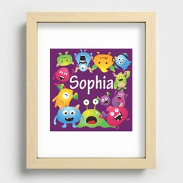 Cute & lovely monsters - Sophia (purple background) Recessed Framed Print