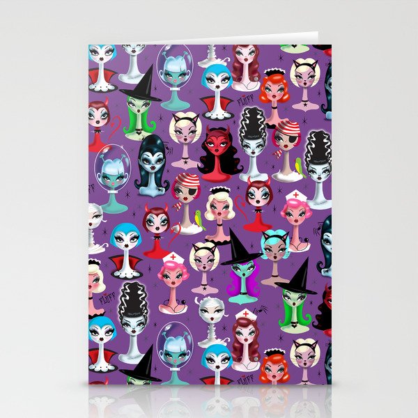 Spooky Dolls Purple Stationery Cards