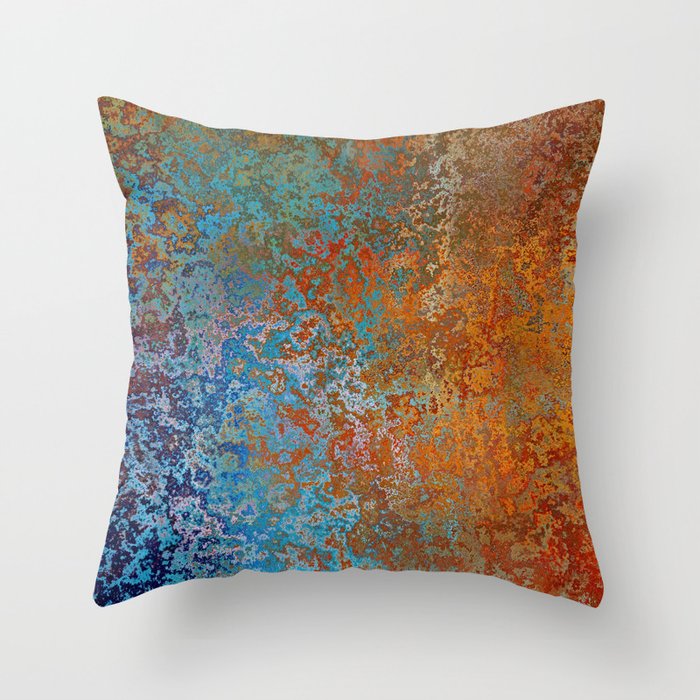 Vintage Rust, Copper and Blue Throw Pillow by Megan Morris Society6