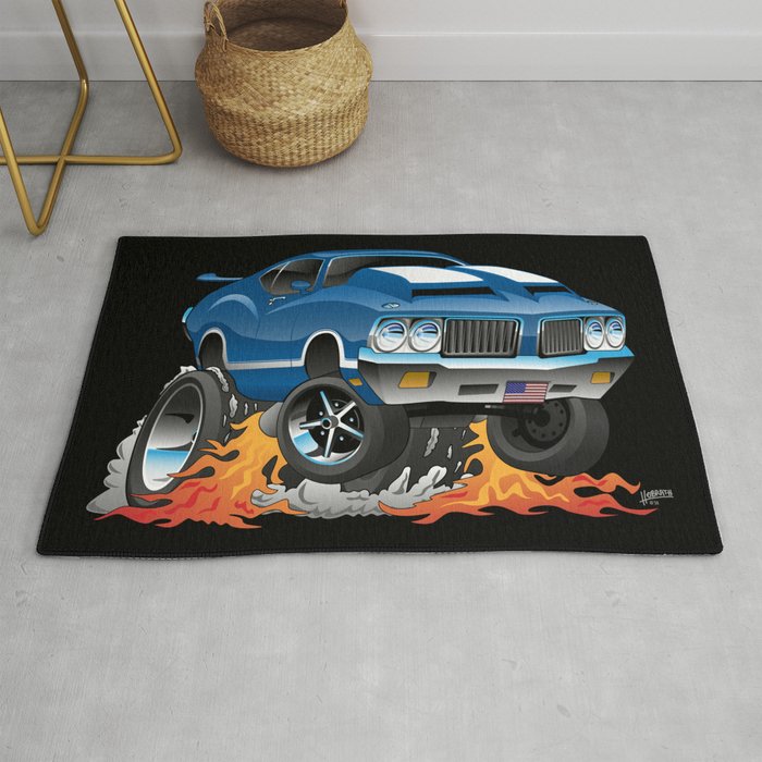 Classic Seventies American Muscle Car Hot Rod Cartoon Illustration