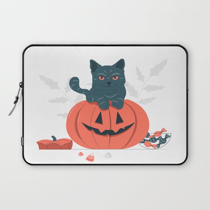 Cute cat on pumpkin Laptop Sleeve