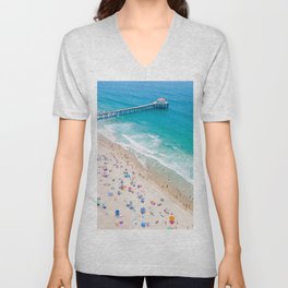 Manhattan Beach Drone Shot V Neck T Shirt