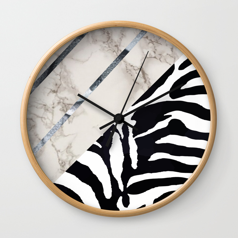 Zebra Marble Texture Stylish Decor Wall Clock By Mariamarinova1