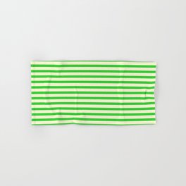[ Thumbnail: Lime Green and Light Yellow Colored Lines Pattern Hand & Bath Towel ]
