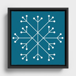Mod Snowflake Teal Framed Canvas