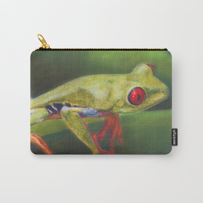 Red Eyed Frog, A Pastel Animal Artwork Carry-All Pouch