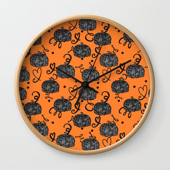 Black Pumpkin pattern Wall Clock