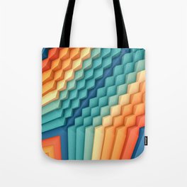Exponential Edges Red, Blue and Orange Geometric Abstract Artwork Tote Bag