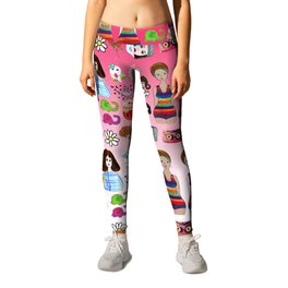 kawaii collage pink ombre Leggings | Girl, Ghosts, Digital, Drawings, Swimmers, Flowers, Collage, Pattern 
