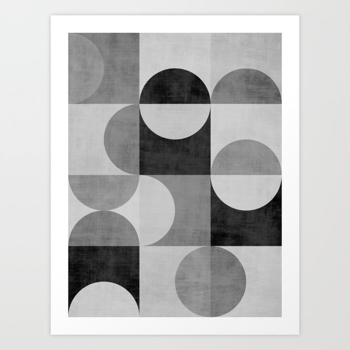 Black & White Circles MCM Minimalism Art Print by EmcDesignLab | Society6