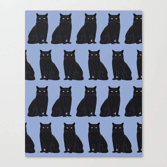 Black Cat pattern print cute cat lady gift for cat lover pet portraits cat art animal children Canvas Print