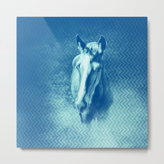 Horse emerging from the blue mist Metal Print
