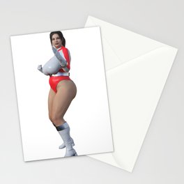 A Beautiful Superhero Milf in Action - 3D Art Stationery Card