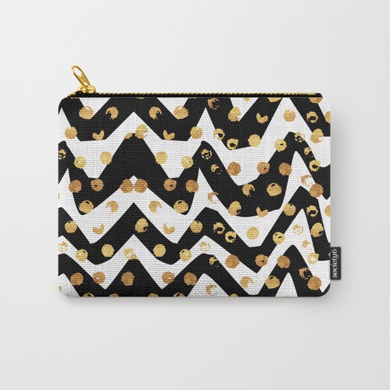 Gold Glory | Gold Foil Pattern, Black White Geometric Pattern, Mosaic Pattern, Gold Seamless Pattern Carry-All Pouch