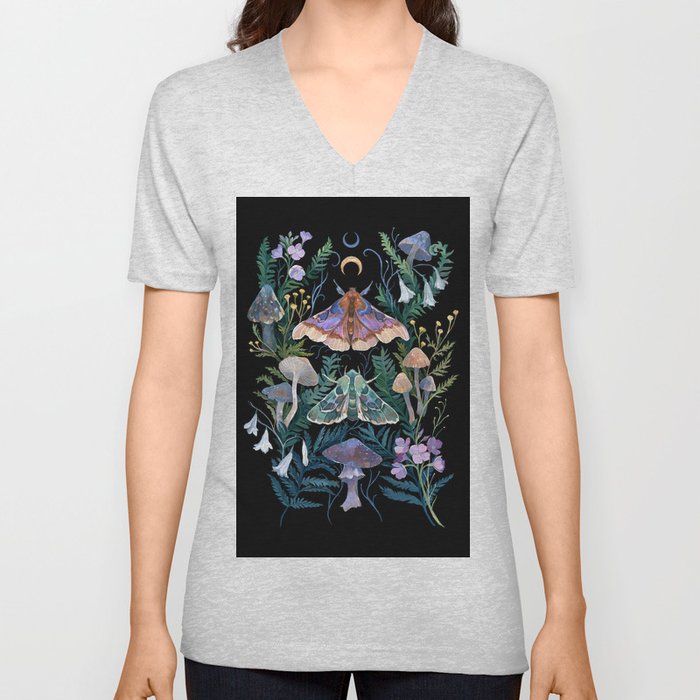 Sphinx Moth Moon Garden V Neck T Shirt