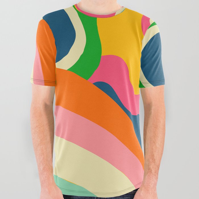 Colorful Mid Century Abstract  All Over Graphic Tee