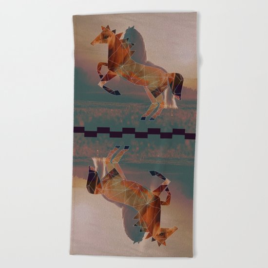 Horse with Horse Beach Towel