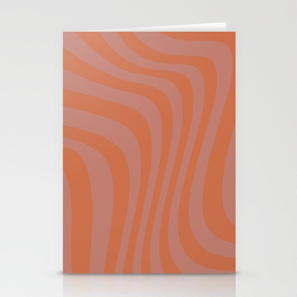 Wavy Pattern Retro Abstract Modern Terracotta Stationery Cards