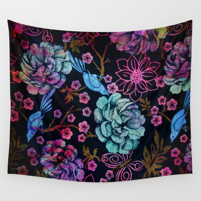 Dark floral 3 Wall Tapestry by haroulita Society6