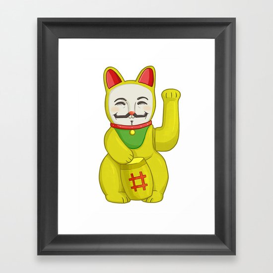 Occupy Lucky Cat Framed Art Print