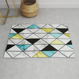 Marble Colorblocking with Yellow and Turquoise Rug