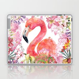Flamingo in Tropical Flower Jungle Laptop Skin