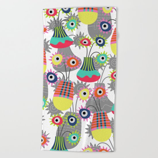 Flower Pots Beach Towel