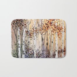 4 season watercolor collection - autumn Bath Mat | Colorado, Michigan, Impressionistic, Contemporary, Forest, Midwest, Watercolor, Painting, Woodland, Aspen 