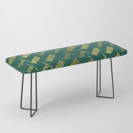 Dog Woof Quotes Teal Green Yellow Gold Bench
