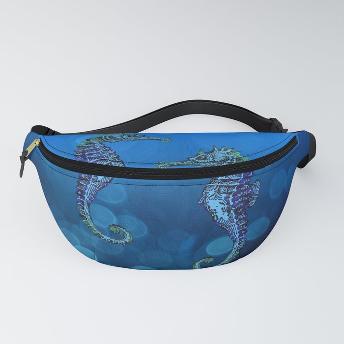 Sea Horse Couple In Deep Blue Water Fanny Pack