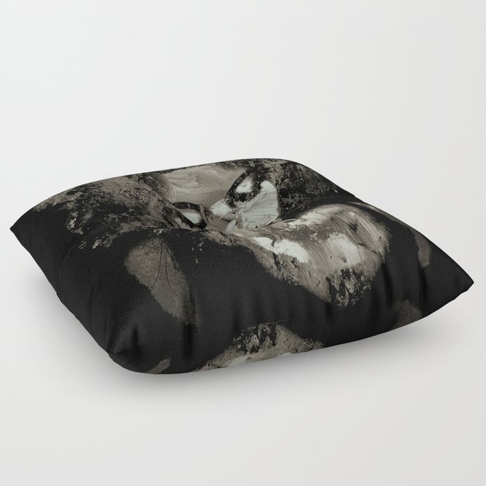 Melancholy and the Infinite Sadness Black and White Floor Pillow