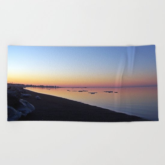 Winter Beach Sunset Beach Towel